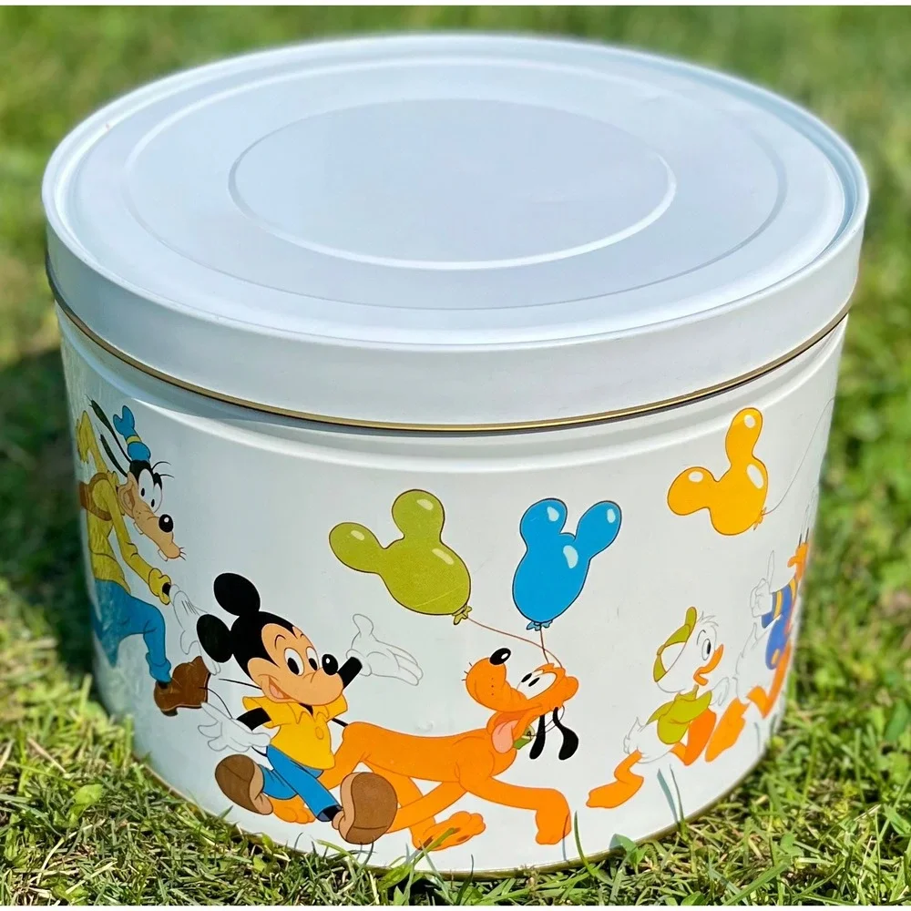 Disney Sears Popcorn Tin Mickey Mouse Donald Goofy Pluto Vintage‎ Decor